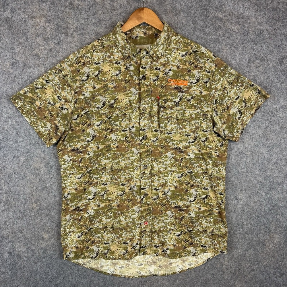 Duck Camp Camo Shirt Mens Large Hunting Fishing Vented Lightweight Button Up